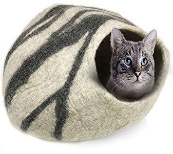 Felt Cat Cave - 100% Hand-felted New Zealand Wool, Lightweight Design For Cozy Retreat And Stylish Décor