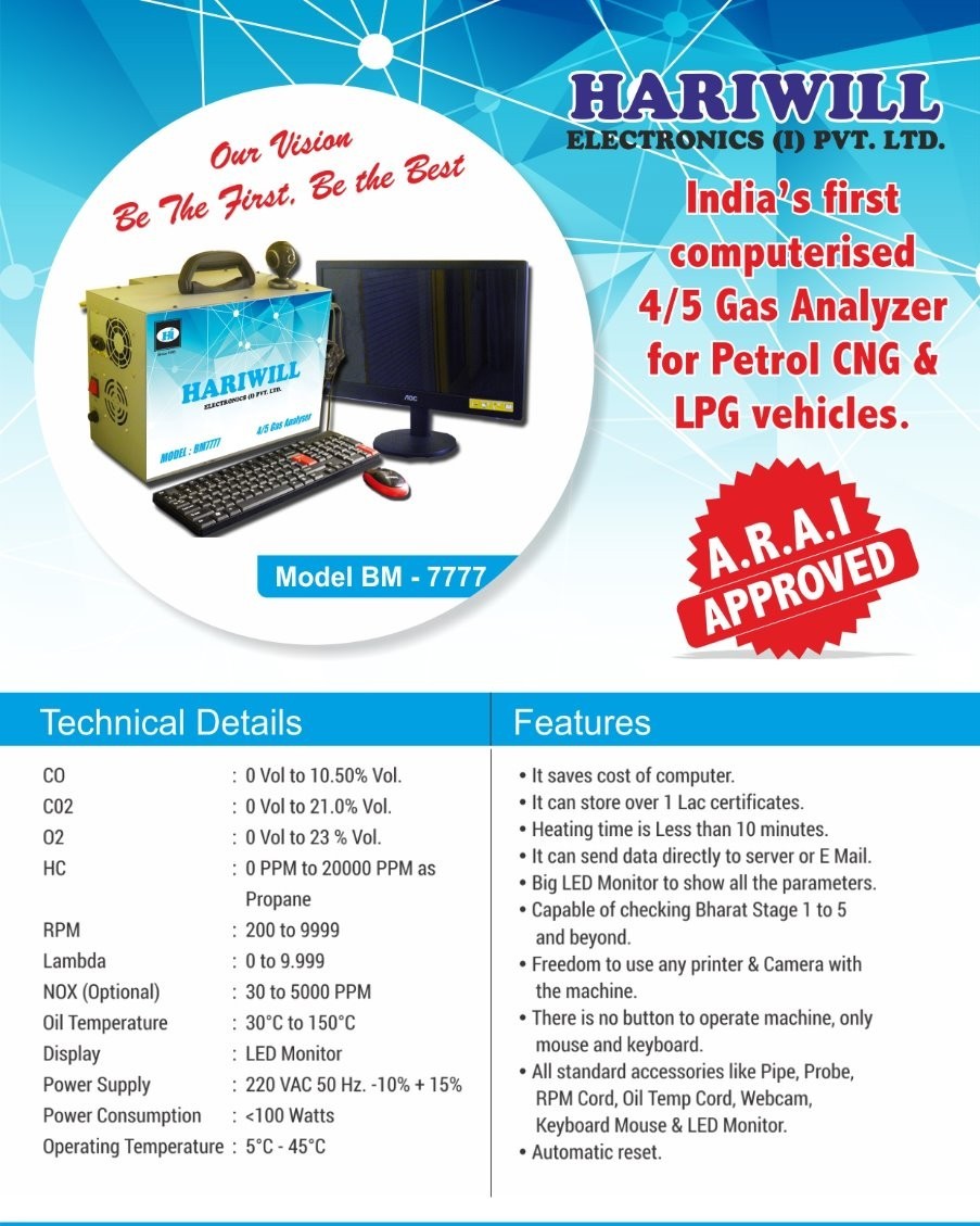 Exhaust Gas Analyzer Processing Time: 5 - 10 Minutes Minutes