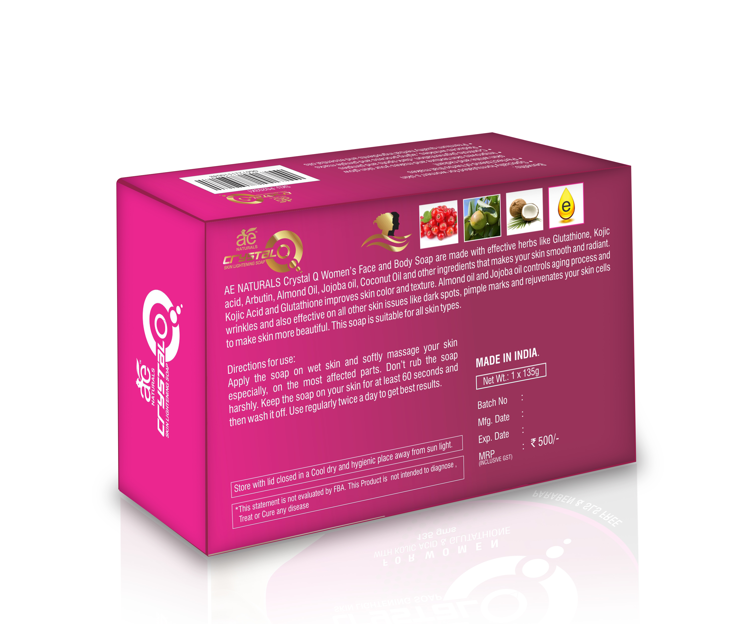 Ae Naturals Crystal Q Skin Whitening Soap For Women With Kojic Acid  Glutathione Gender: Female at Best Price in Bengaluru | Amazing Enterprises