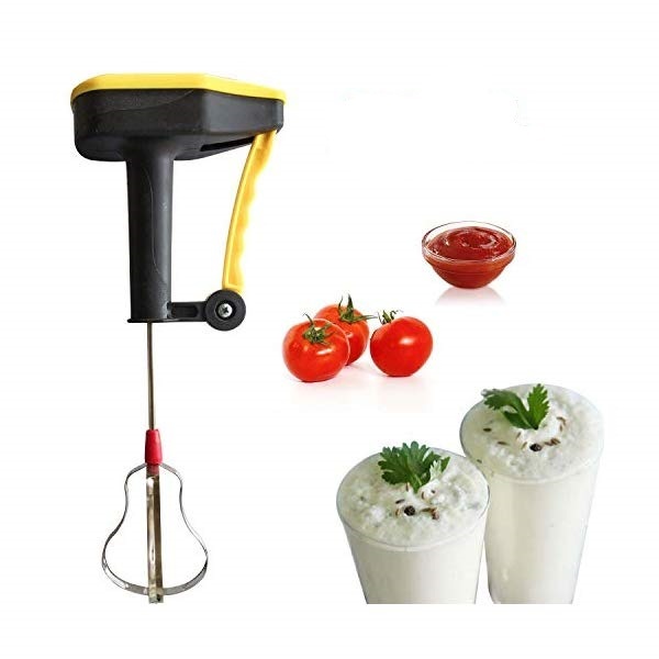 Power Free Hand Blender - Plastic & Stainless Steel, Lightweight, Easy To Clean & Store, Ideal For Beating, Whipping, Mixing, Unique Easy Press System