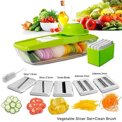 Multiple Vegetable Slicer - Stainless Steel & Abs Plastic , Red Color, Compact Design With Portable Storage Box, Quick And Accurate Cutting For Dry Fruits And Vegetables