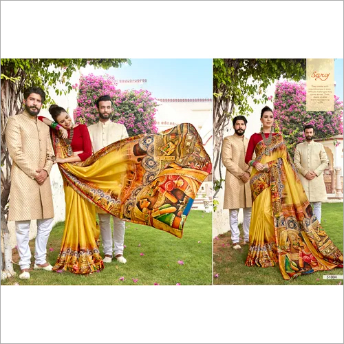 सुंदर डिजिटल प्रिंट साड़ी