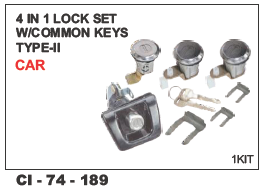 4 in 1 Lock Set - Type-II Car Keys, Common Keys for 4 Wheeler Vehicles with Warranty