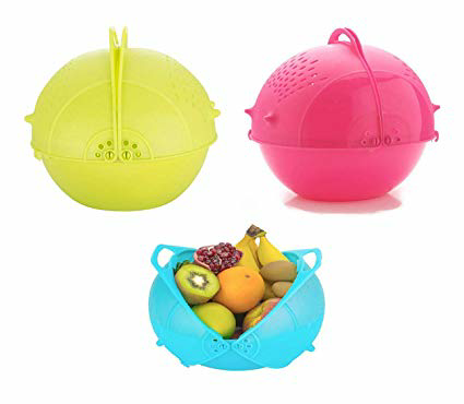 Smart Fruit Basket - Plastic, Round Shape, Blue, Green, Red | Durable, Easy To Clean, Lightweight, Rust Proof, Washable, Eco-friendly