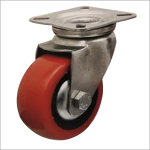 4 X 2 Inch Swivel Head Zinc Plated Pressed Steel Medium Eyelet Castor Wheel - Zinc Plated, 4 X 2 Inches, Red Color | Durable Design, Wheel Sizes 6mm To 12 Inch