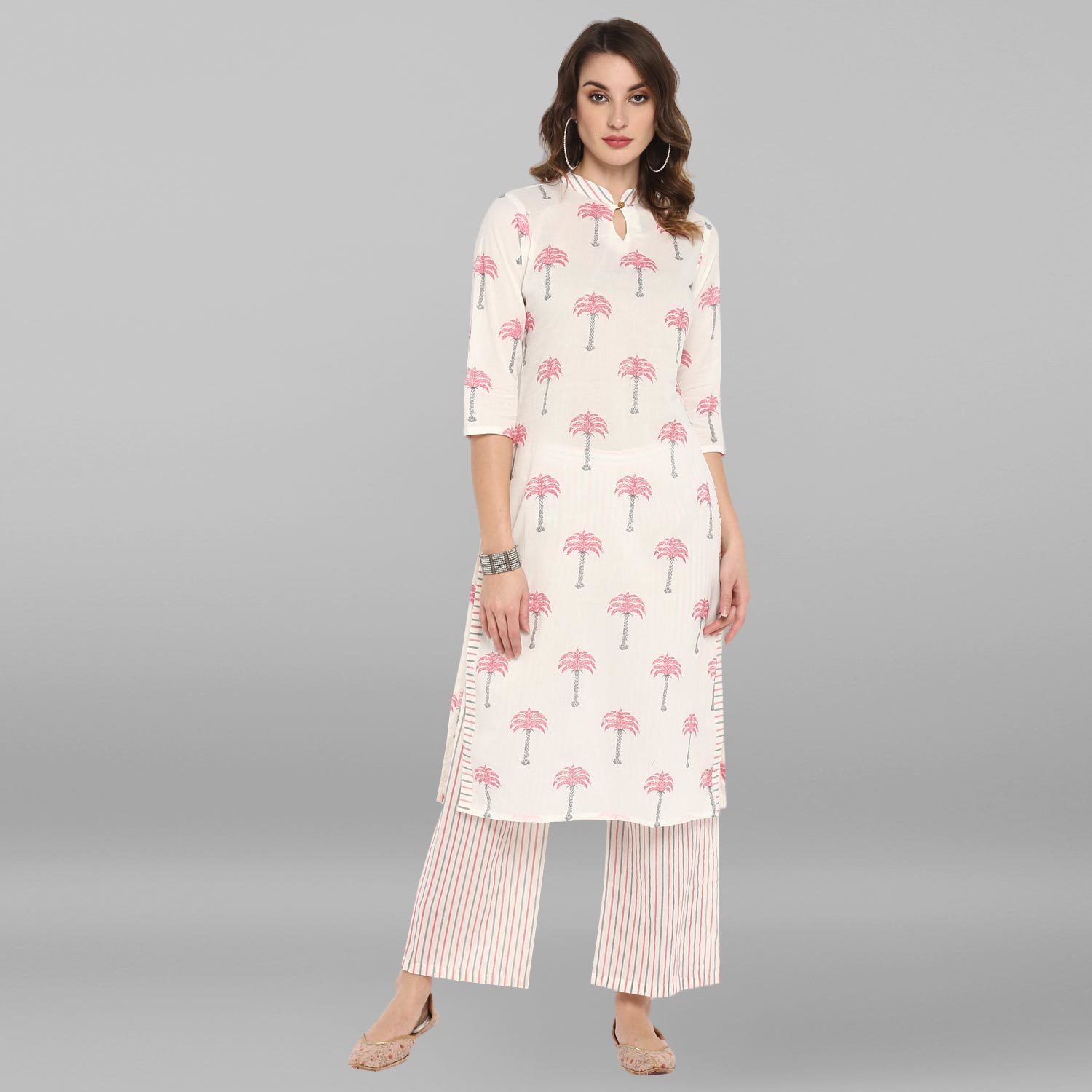 Dry Cleaning White Pure Cotton Kurta With Palazzo