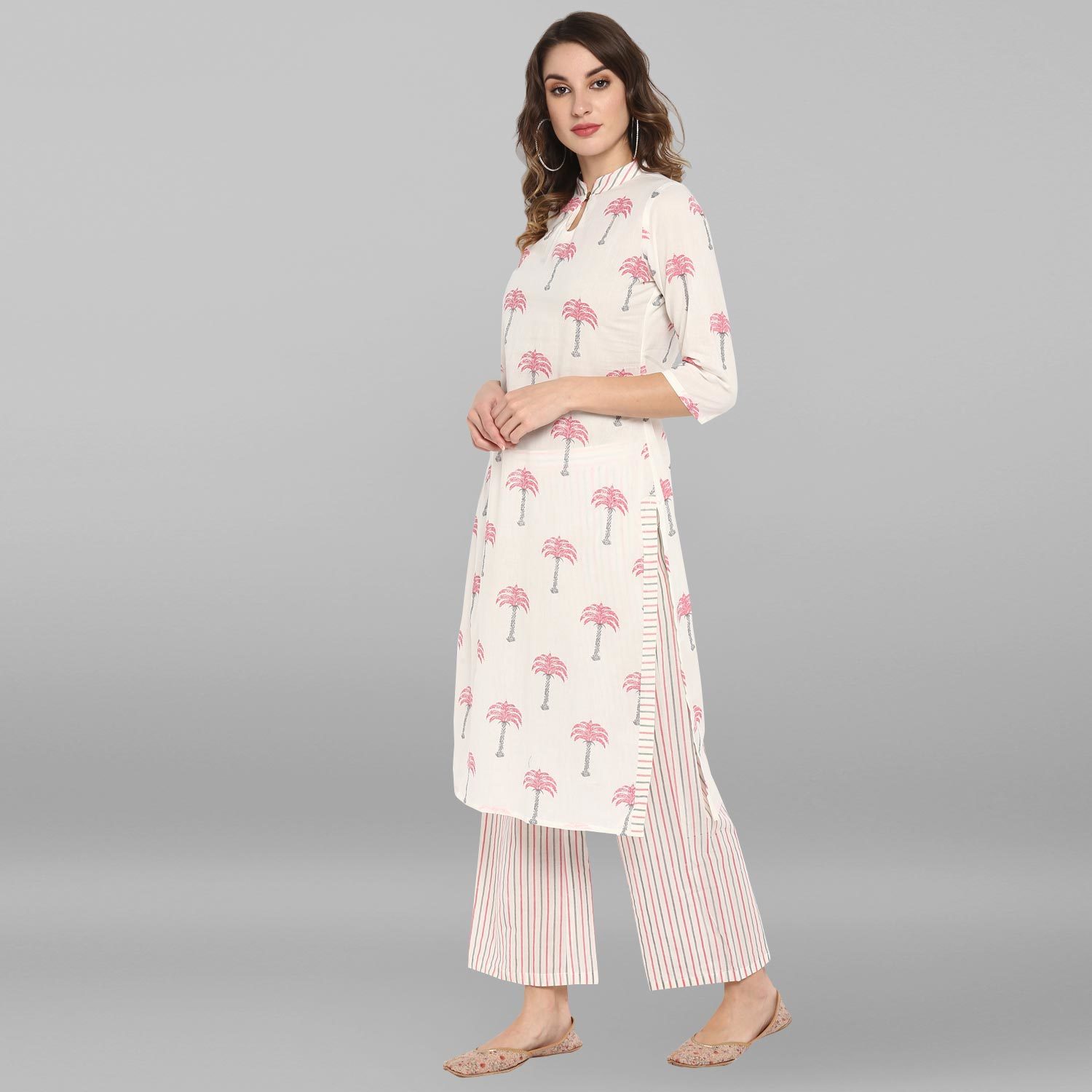 Dry Cleaning White Pure Cotton Kurta With Palazzo