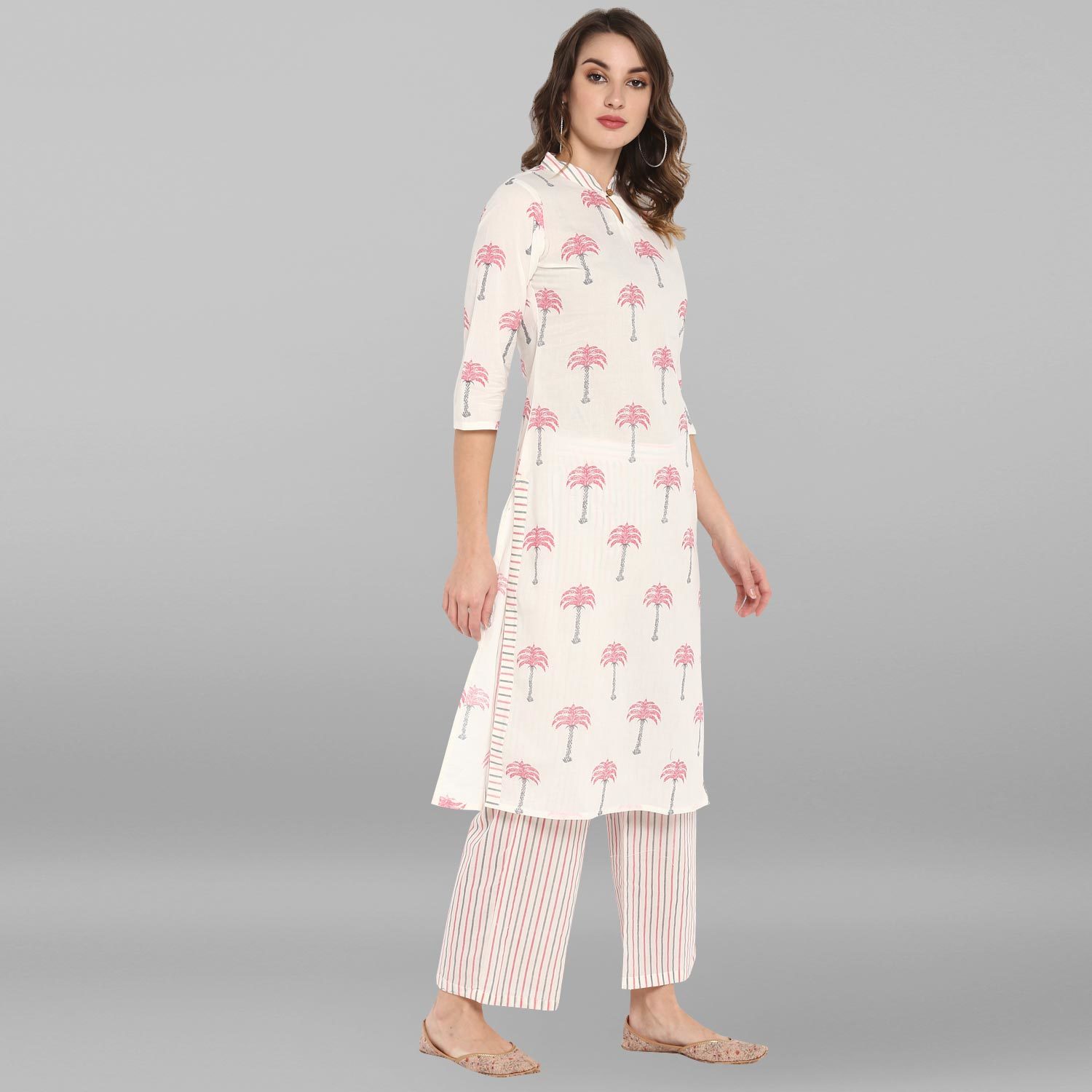 Dry Cleaning White Pure Cotton Kurta With Palazzo