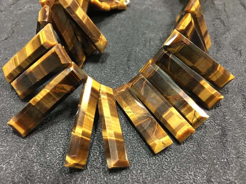 26 Pcs Gorgeous Tiger Eye Stick Rectangle Faceted