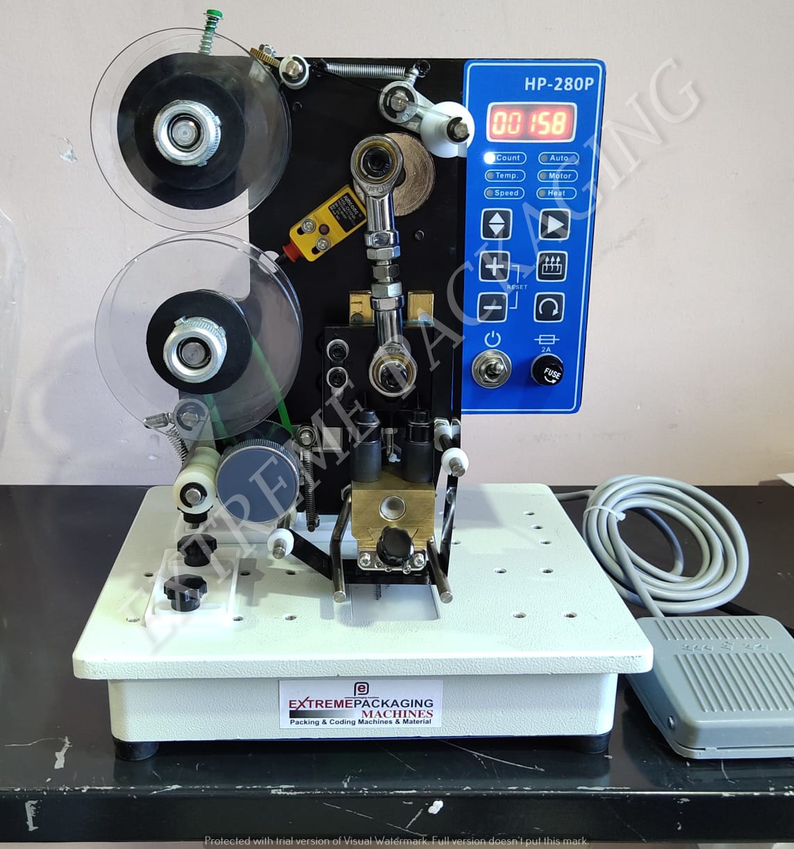Color Ribbon Coder - Ac220v/50hz, 255x225x315mm | Semi-automatic Hot Stamp Printing Machine For Food And Medicine Packaging, Easy Operation, And Clean Handling