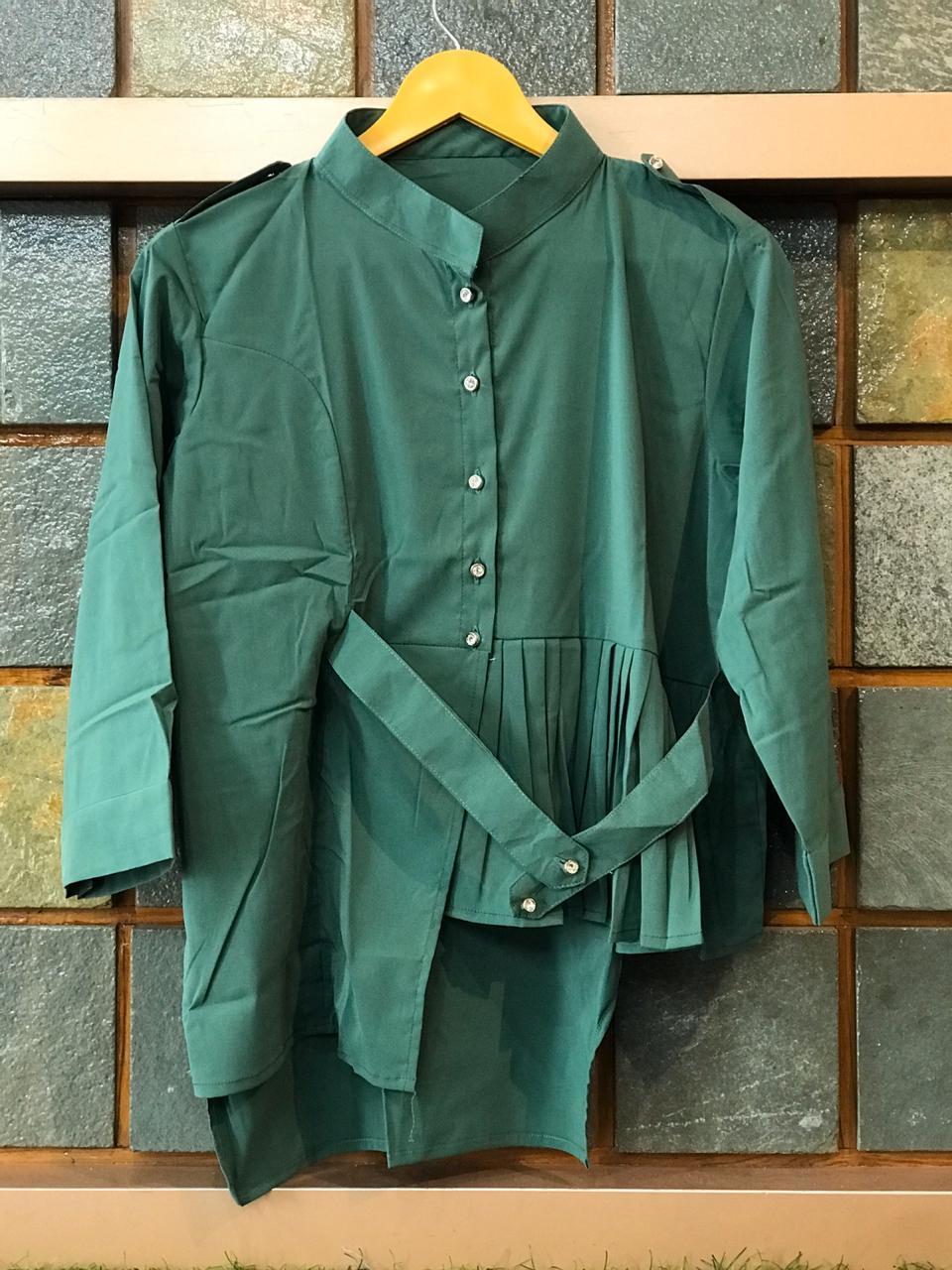 Tokko Imported Stretchable Fabric - Designer One Side Frill Western Top 23 Inch Length, Sizes S M L Xl, 5 Colors, Long Sleeve, Cool Dry, Quick Dry, Washable