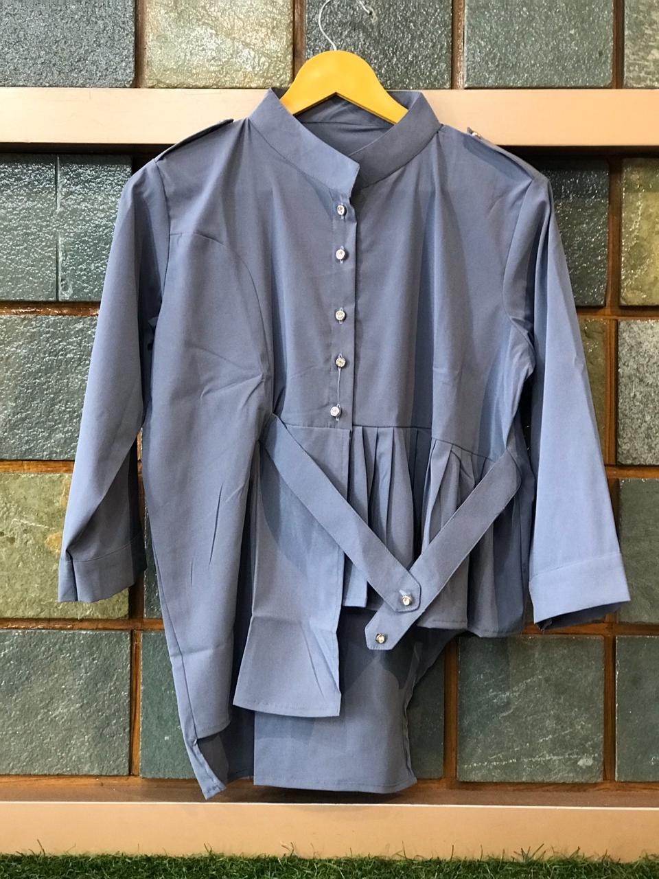 Tokko Imported Stretchable Fabric - Designer One Side Frill Western Top 23 Inch Length, Sizes S M L Xl, 5 Colors, Long Sleeve, Cool Dry, Quick Dry, Washable