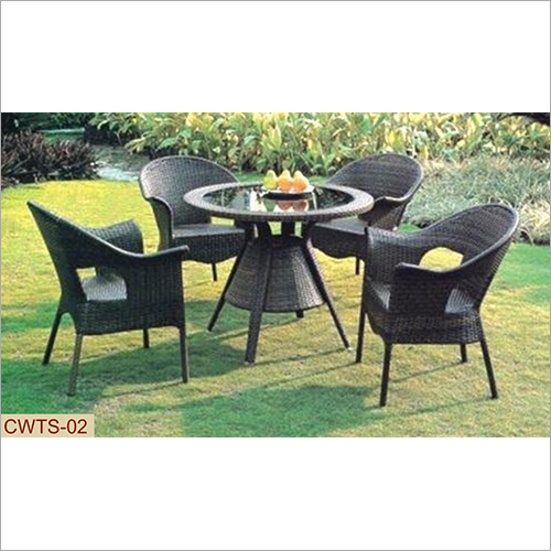 Wicker Tea Table Set - Four Seater Design, Available in Multiple Colors | Durable Material, Ideal for Dining Room Use