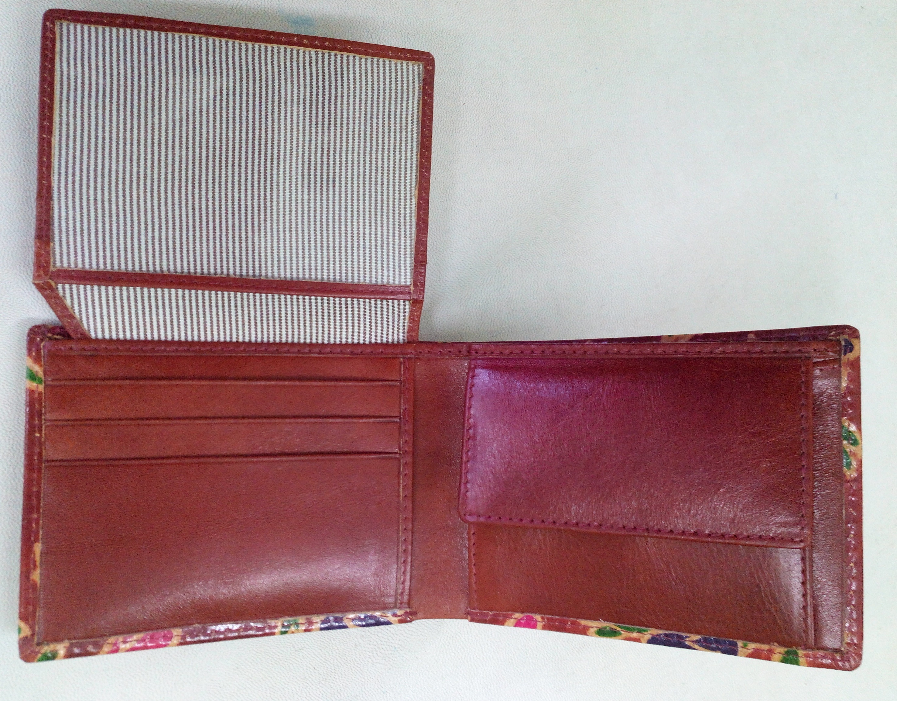 Red Hand Printed Leather Wallet