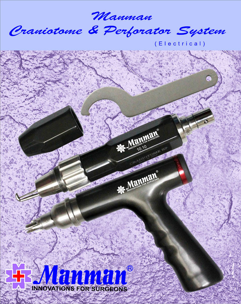Gray Manman Craniotome Handpiece For Neuro Surgery - ( With Set Of 5 Cutters)