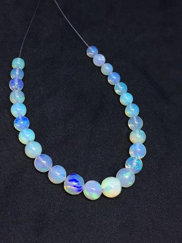 25 Carats Full Fire Ethiopian Opal Plain round Beads, 5-8mm, 6 inches strand