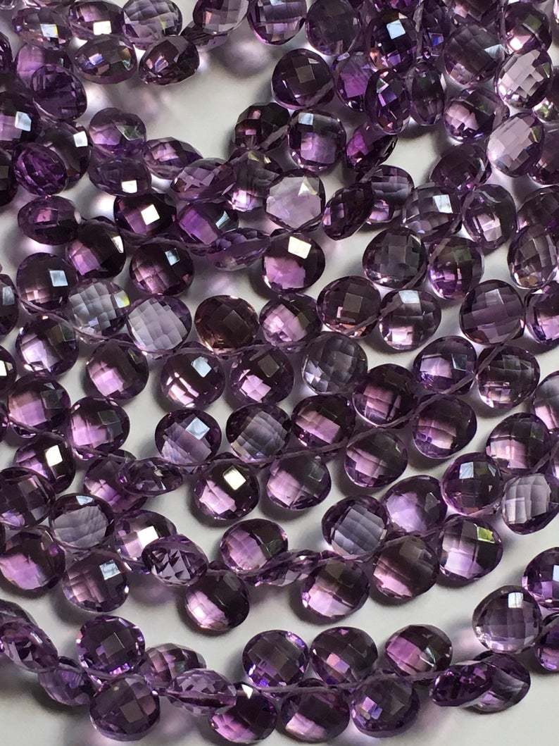 Full 8 Inch Strand Aaa Amethyst Heart Briolette 8/8mm Finest Quality Amethyst Briolette Beads Grade: A