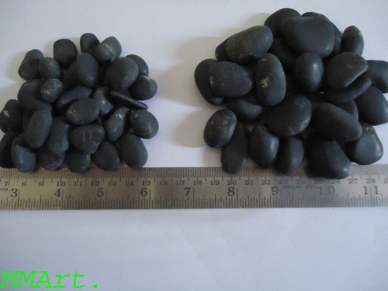 Natural Supper Round 3-6 Mm Size Jet Black Pebbles Stone Solid Surface