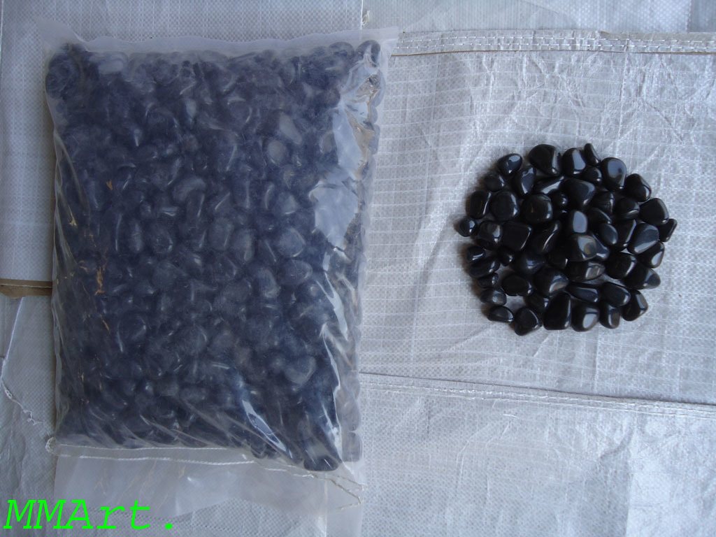 Natural Supper Round 3-6 Mm Size Jet Black Pebbles Stone Solid Surface