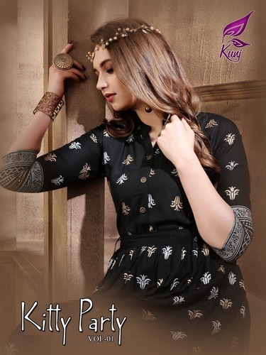 रेयन लॉन्ग फ्रिल कुर्ती थोक मूल्य सजावट सामग्री: पेंट