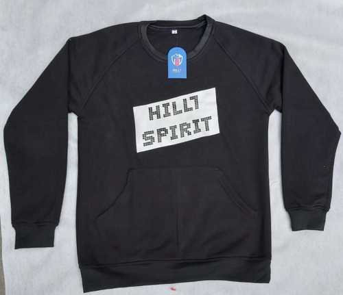 ब्लैक मेन्स फुल स्लीव स्वेटशर्ट