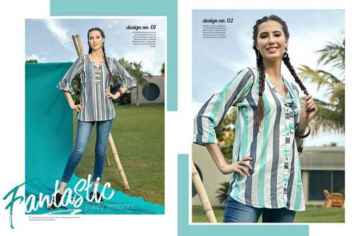 अनडाइड रेयन कॉटन स्ट्राइप्स स्टाइलिश शॉर्ट टॉप्स सजावट सामग्री: पेंट