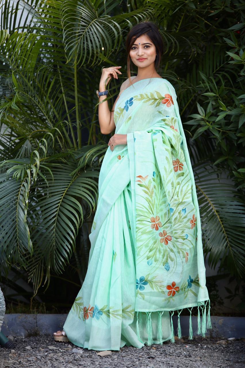 Cotton Linen Saree