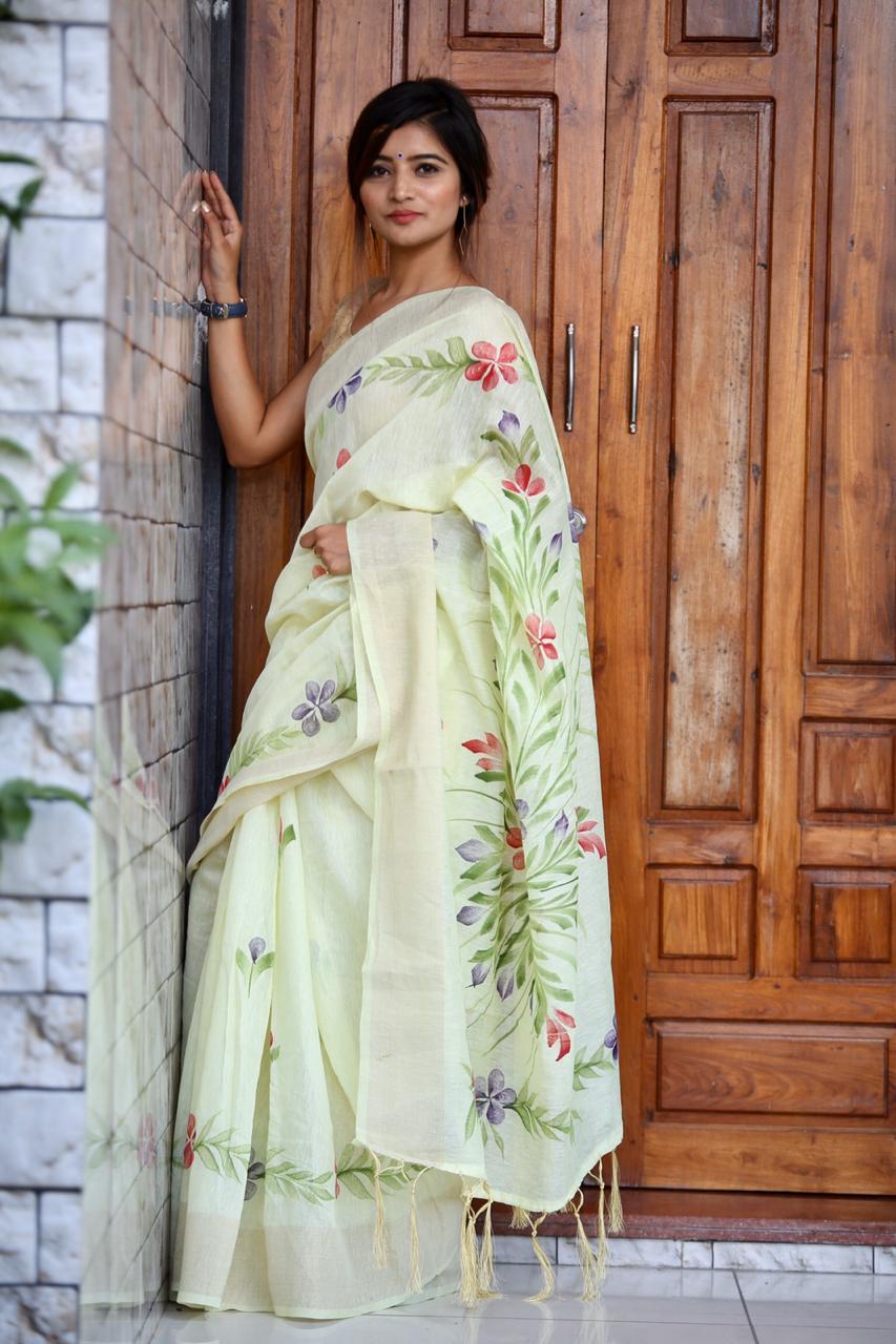 Cotton Linen Saree