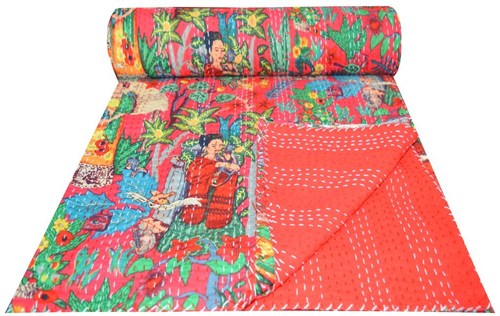 रामदेव हैंडीक्राफ्ट्स हैंडमेड एंड डिज़ाइनर कांथा बेड कवर