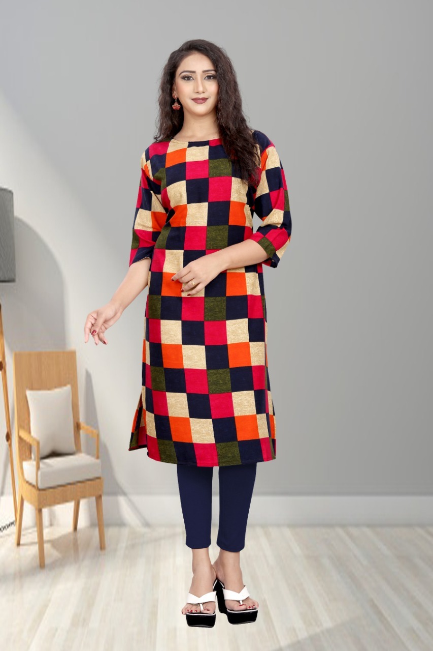 Kurti - Heavy Rayon, Size M-38/l-40/xl-42/2xl-44, Length 46", Multicolor | 3-4th Sleeve, Printed Pattern, Ethnic Casual/formal Party Wear