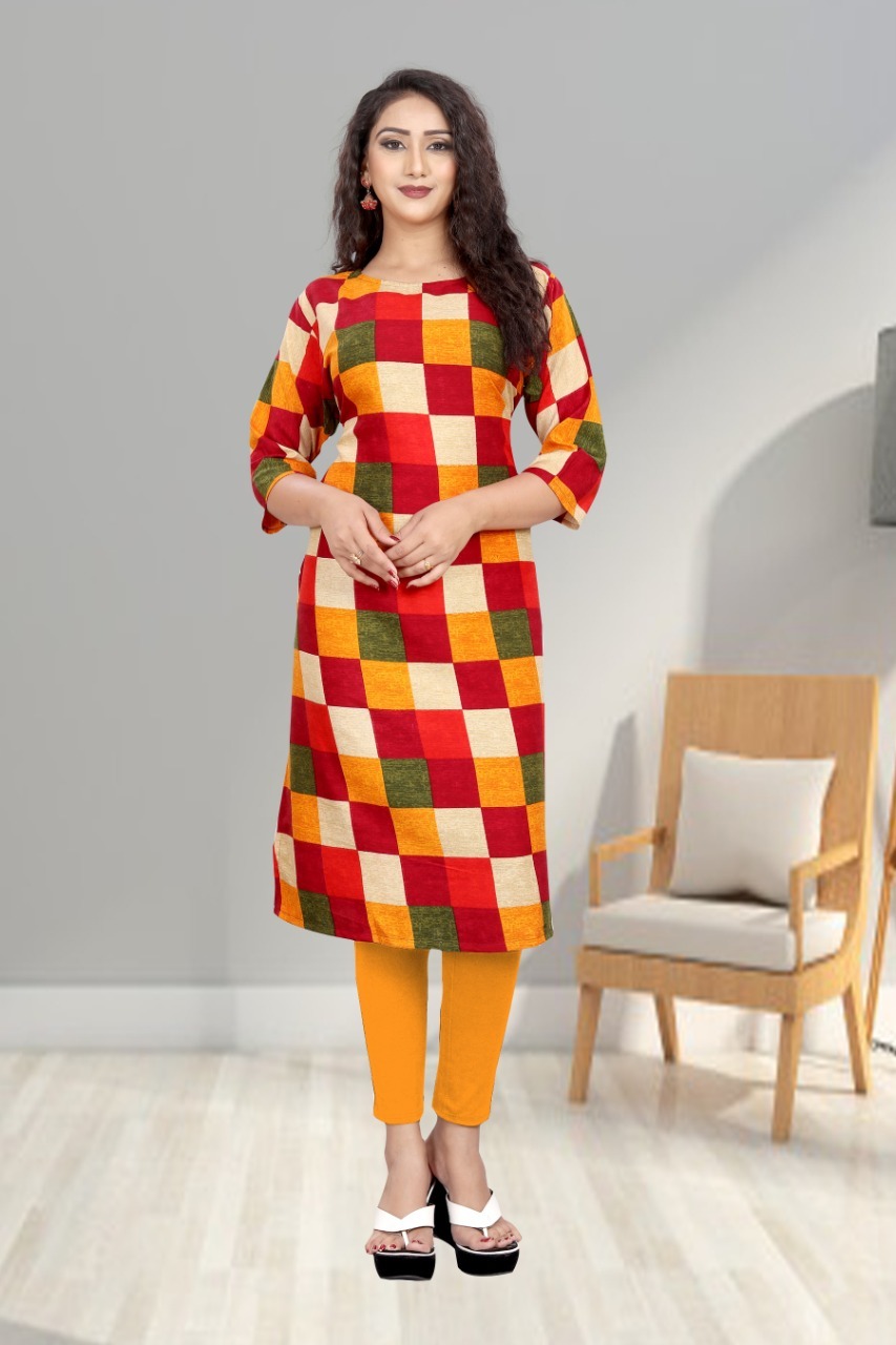 Kurti - Heavy Rayon, Size M-38/l-40/xl-42/2xl-44, Length 46", Multicolor | 3-4th Sleeve, Printed Pattern, Ethnic Casual/formal Party Wear