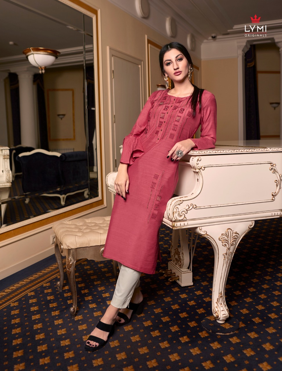 Slub Silk Rayon Long Fancy Kurti - Fabric: Slub Silk Rayon, Size: S-3xl, Sleeve Style: 3-4th | Features: Quick Dry, Washable, Cool Dry, Custom Logo, Casual & Formal Wear