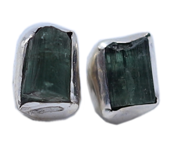 Green Moldavite 925 Silver Gemstone Stud Earring