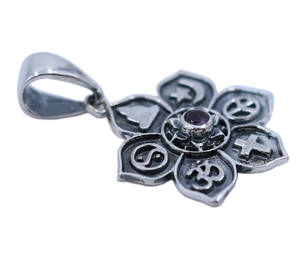 Round Amethyst 925 Silver Gemstone Pendant