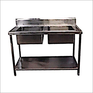 Stainless Steel Two Sink Unit - High Efficiency Metal Utensil Cleaning Station | Durable, Corrosion Resistant, Ideal for Commercial Use