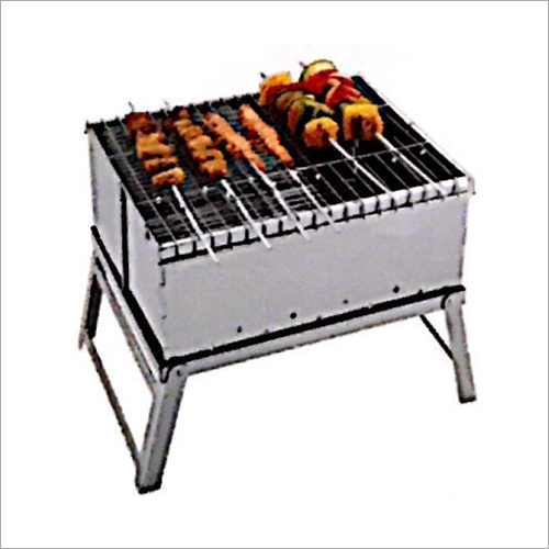Stainless Steel Mini BBQ Charcoal Grill - Durable Metallic Design | 6 Month Warranty, Ideal for Commercial Use