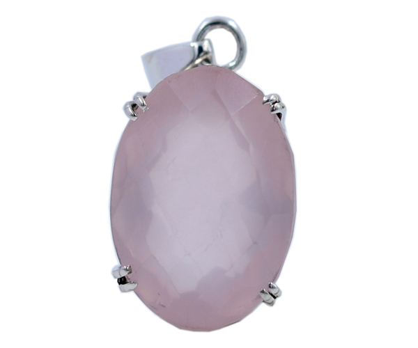 Pink Rosequartz 925 Silver Gemstone Pendant