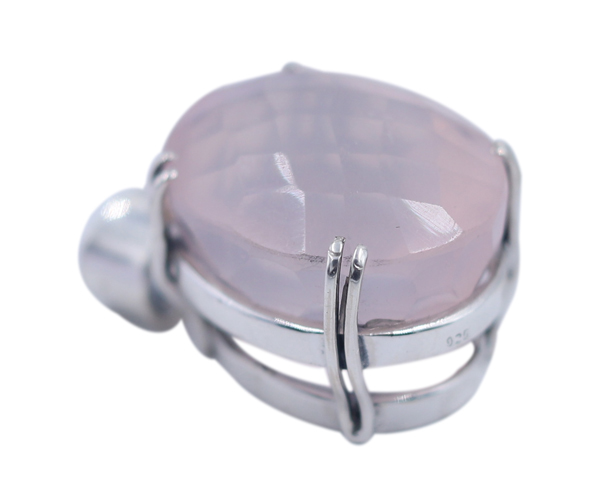 Pink Rosequartz 925 Silver Gemstone Pendant