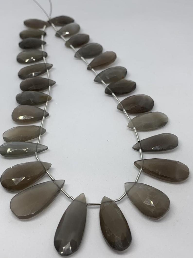 Grey Moonstone Pear Faceted Briolette,top Quality Grey Moonstone Drops Briolette,26 Pcs