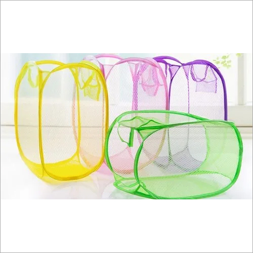 Laundry Basket - Nylon Fabric, 10-20L Capacity, Yellow Color | Lightweight, Easy Wash, Foldable Design, Portable & Stylish