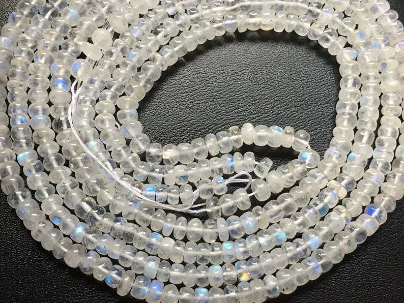 16 Inch Long Fine Quality White Rainbow Smooth Rondelle Beads5-6mm