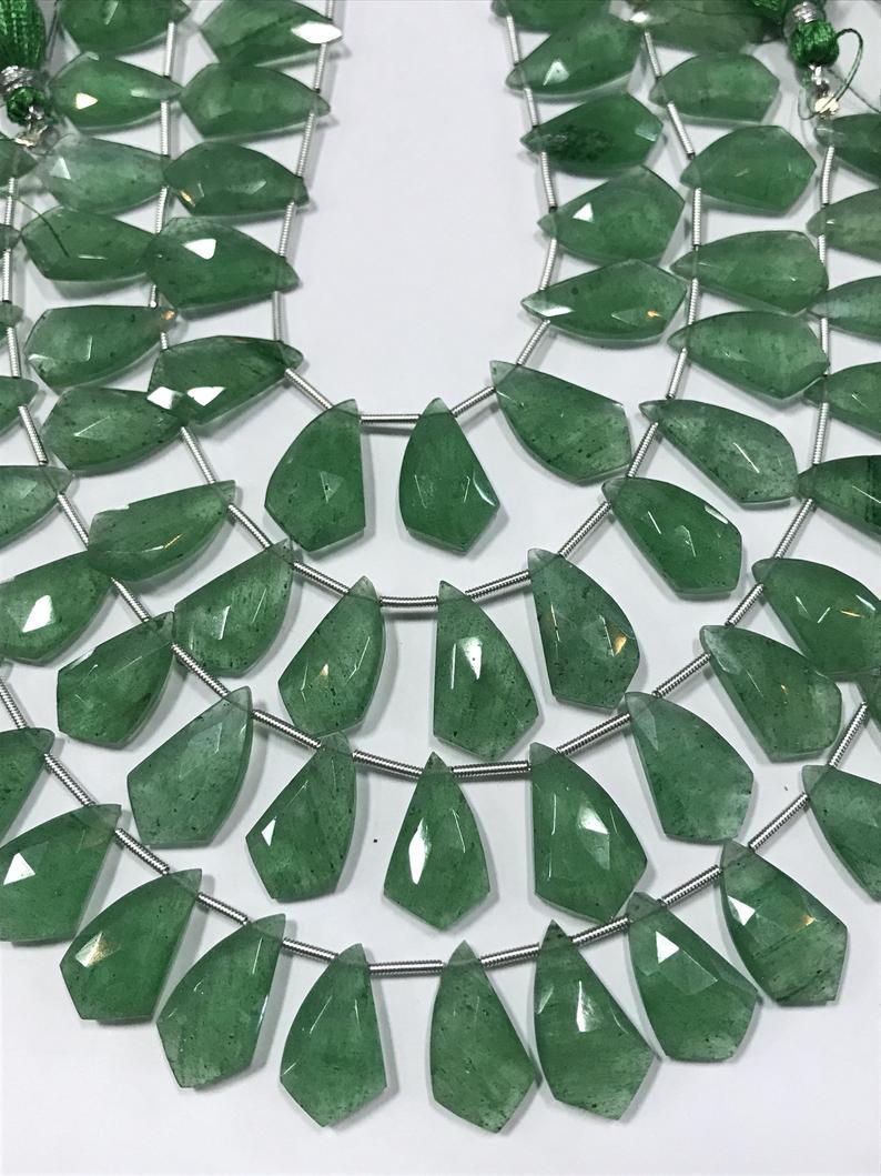 19 Pcs Very Rare Green Strawberry Quartz Fancy Shape Beads,strawberry Quartz 11/19mm Approx