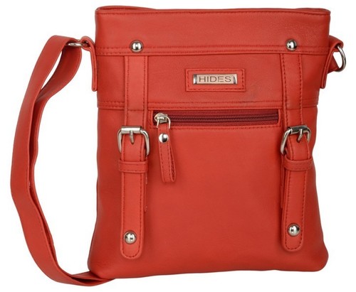 Leather Women Red Sling Bag