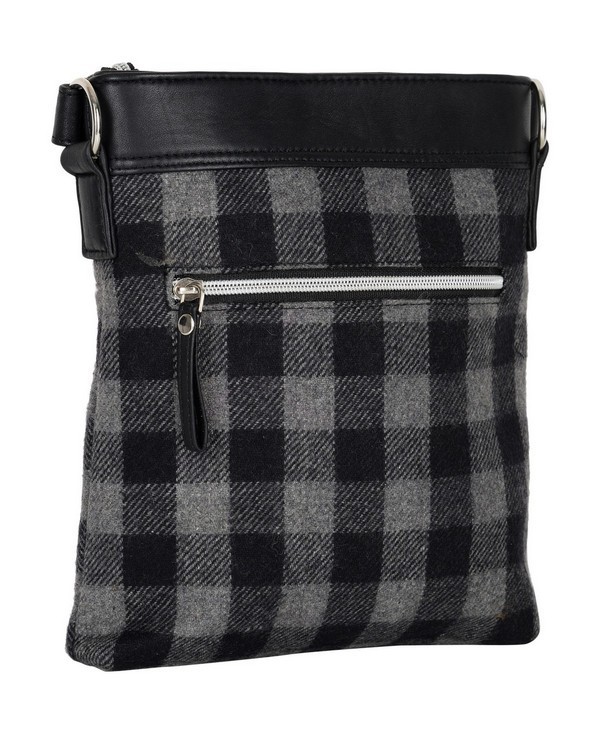 Crossbody Bag - Genuine Leather & Wool, Indigo Color, Elegant Design With Multiple Compartments & Secure Zipper Closure