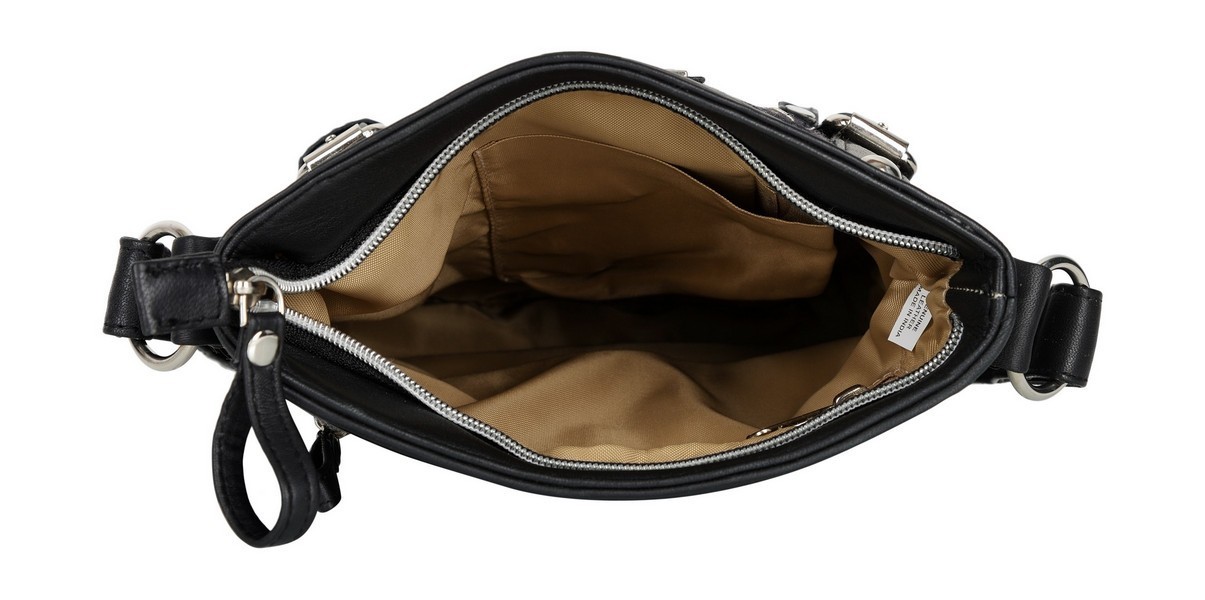 Crossbody Bag - Genuine Leather & Wool, Indigo Color, Elegant Design With Multiple Compartments & Secure Zipper Closure
