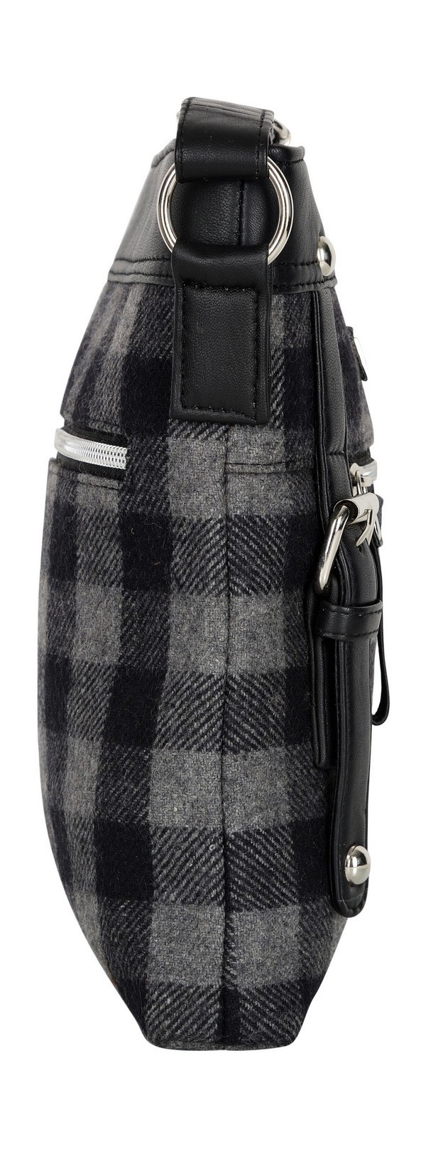 Crossbody Bag - Genuine Leather & Wool, Indigo Color, Elegant Design With Multiple Compartments & Secure Zipper Closure