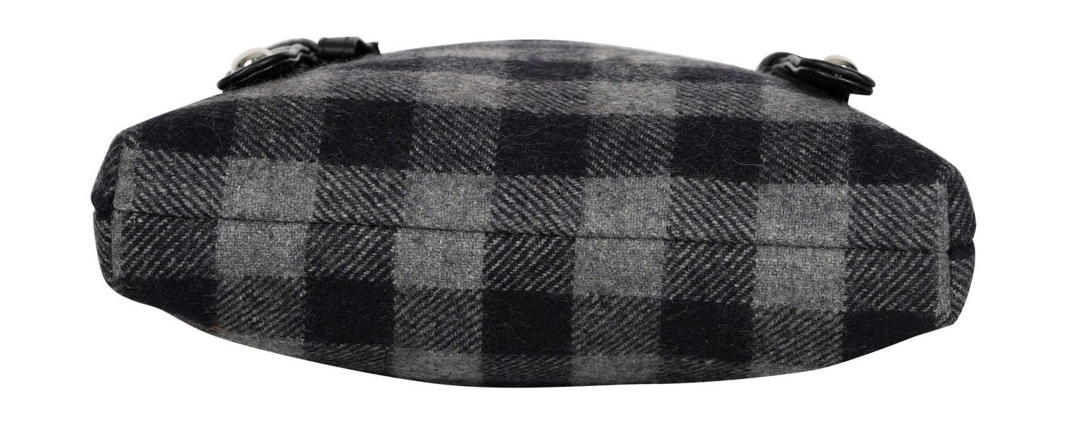Crossbody Bag - Genuine Leather & Wool, Indigo Color, Elegant Design With Multiple Compartments & Secure Zipper Closure