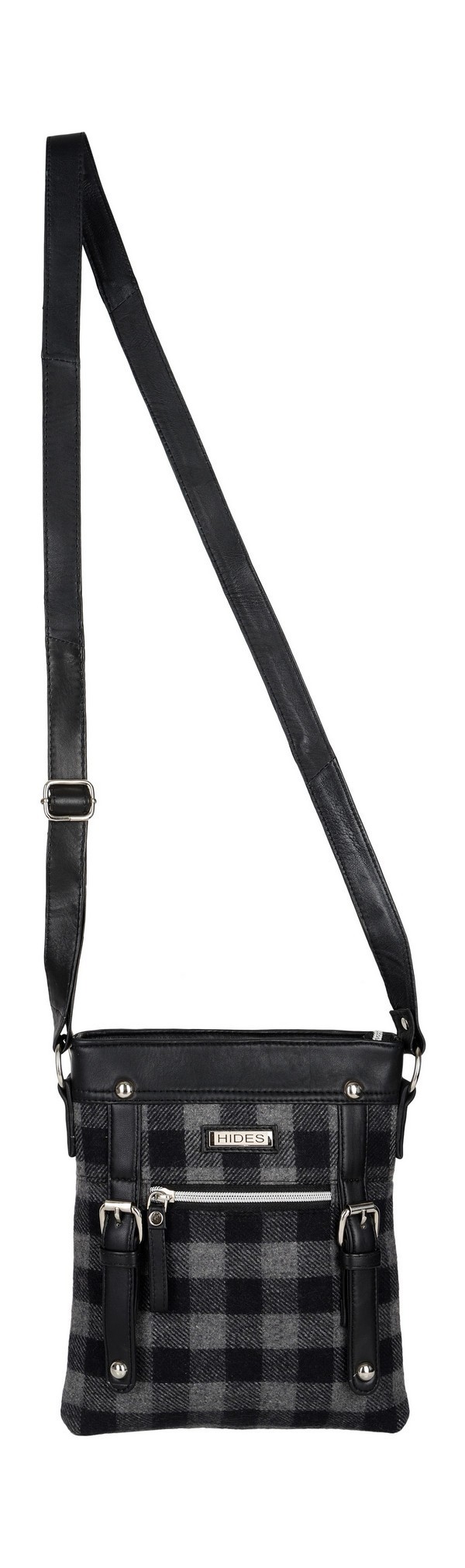 Crossbody Bag - Genuine Leather & Wool, Indigo Color, Elegant Design With Multiple Compartments & Secure Zipper Closure