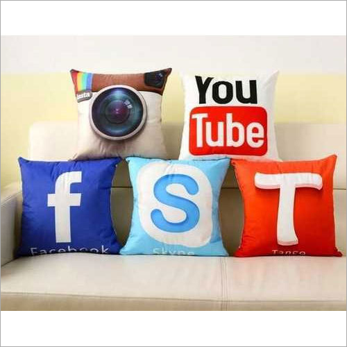 Promotional Printed Cushion - Polyester, 16x16 Inches, Square Shape | Customized Print, Soft And Lightweight With Synthetic Fiber Fill