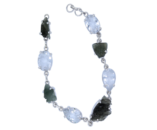 Fashion Moldavite & Satyaloka Stone 925 Silver Pendant